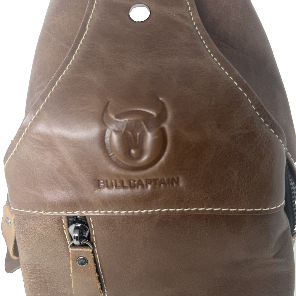 Leather Sling Crossbody Bag Men's NWT Casual Shoulder Chest Travel Hiking...